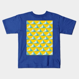 Paper Hats Pattern Blue Yellow Kids T-Shirt